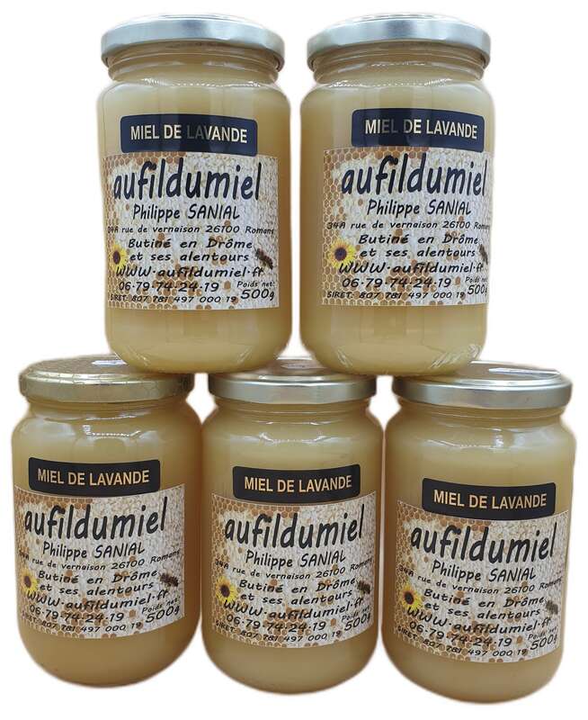 Lot de 5 Miel de lavande Crémeux en stock - Aufildumiel